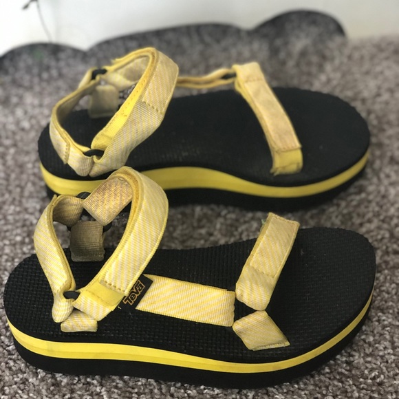 Teva Shoes - Black and Yellow Platform Tevas